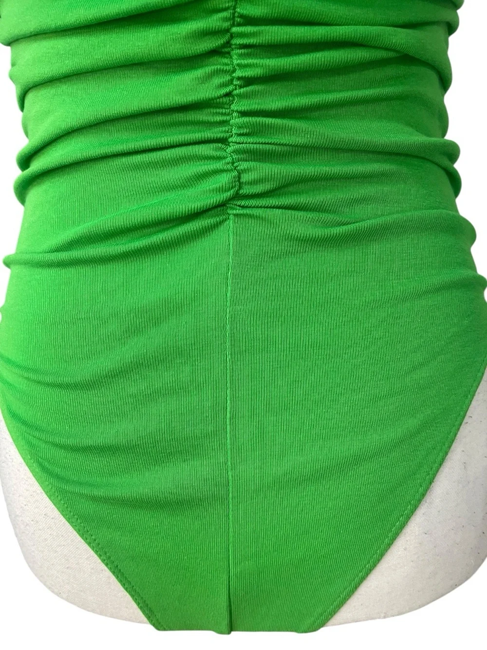 Zara Ruched V-Neck Camisole Bodysuit Green